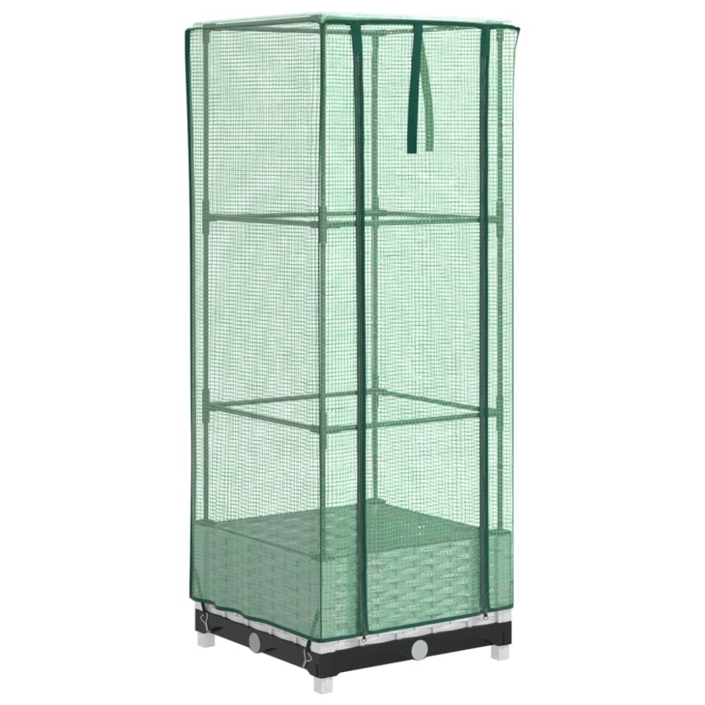 vidaXL Strat înălțat cu husă de seră, aspect ratan, 40x40x123 cm