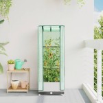 vidaXL Strat înălțat cu husă de seră, aspect ratan, 40x40x123 cm
