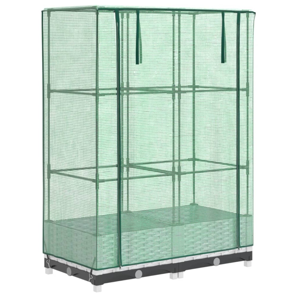 vidaXL Strat înălțat cu husă de seră, aspect ratan, 80x40x123 cm