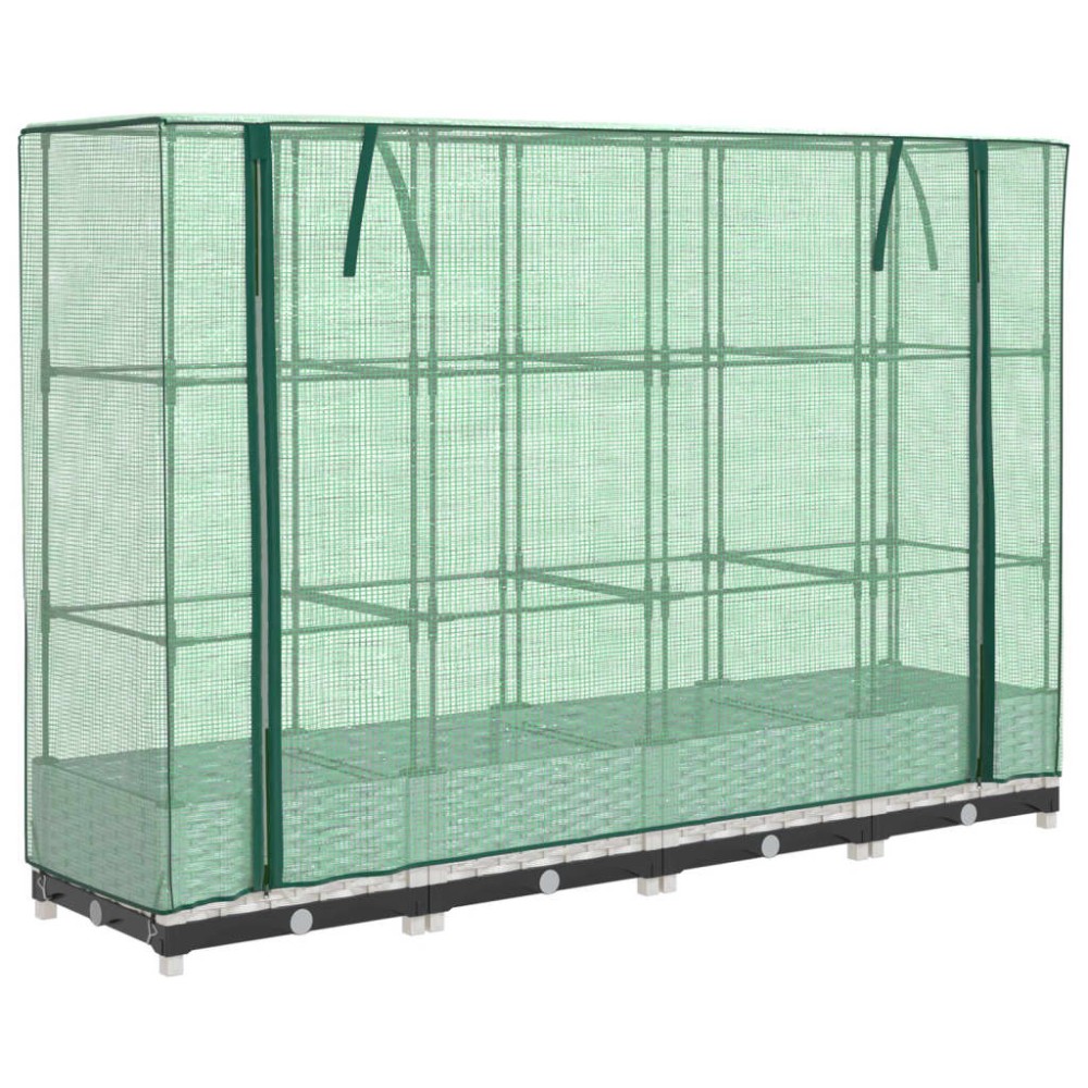 vidaXL Strat înălțat cu husă de seră, aspect ratan, 160x40x123 cm