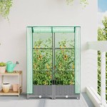 vidaXL Strat înălțat cu husă de seră, aspect ratan, 80x40x123 cm vidaXL Strat înălțat cu husă de seră, aspect ratan, 80x40x123 cm