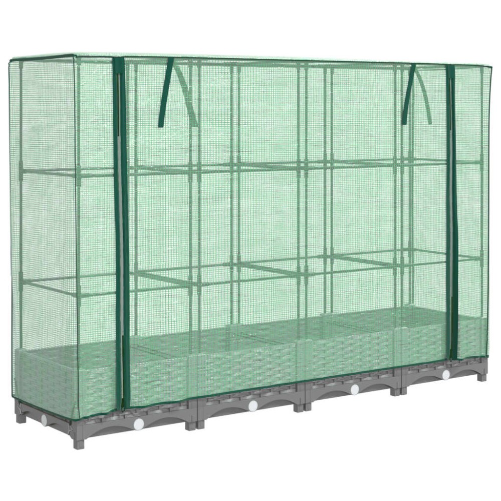 vidaXL Strat înălțat cu husă de seră, aspect ratan, 160x40x123 cm
