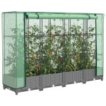 vidaXL Strat înălțat cu husă de seră, aspect ratan, 160x40x123 cm