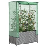 vidaXL Strat înălțat cu husă de seră, aspect ratan, 80x40x138 cm vidaXL Strat înălțat cu husă de seră, aspect ratan, 80x40x138 cm