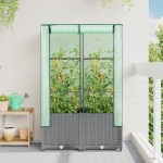 vidaXL Strat înălțat cu husă de seră, aspect ratan, 80x40x138 cm vidaXL Strat înălțat cu husă de seră, aspect ratan, 80x40x138 cm