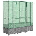 vidaXL Strat înălțat cu husă de seră, aspect ratan, 120x40x138 cm