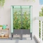 vidaXL Strat înălțat cu husă de seră, aspect ratan, 80x40x140 cm vidaXL Strat înălțat cu husă de seră, aspect ratan, 80x40x140 cm