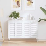 vidaXL Uși pentru dulapuri design cu grilaj 4 buc Alb 69x29,5 cm vidaXL Uși pentru dulapuri design cu grilaj 4 buc Alb 69x29,5 cm