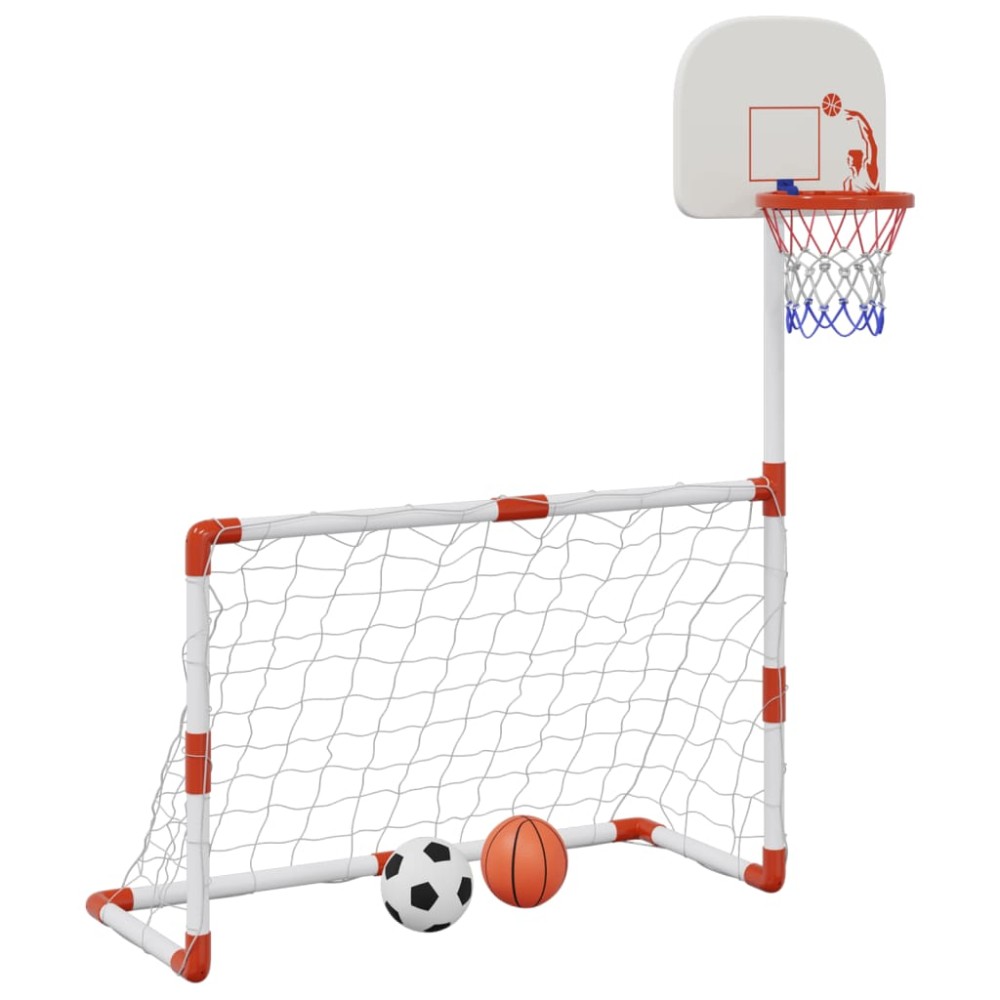 vidaXL Set fotbal și baschet pentru copii cu mingi, 98x50x70 cm