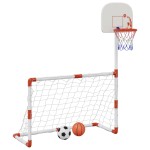 vidaXL Set fotbal și baschet pentru copii cu mingi, 98x50x70 cm