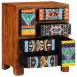 vidaXL Bufetă multicolor 50x35x60 din lemn masiv de salcâm