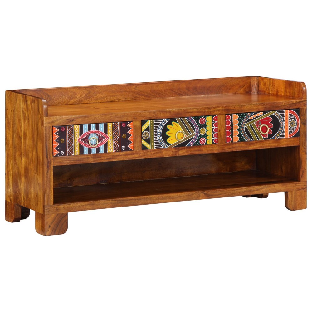 vidaXL Bancă de încălțăminte din lemn masiv de acacia, 100x35x45 cm