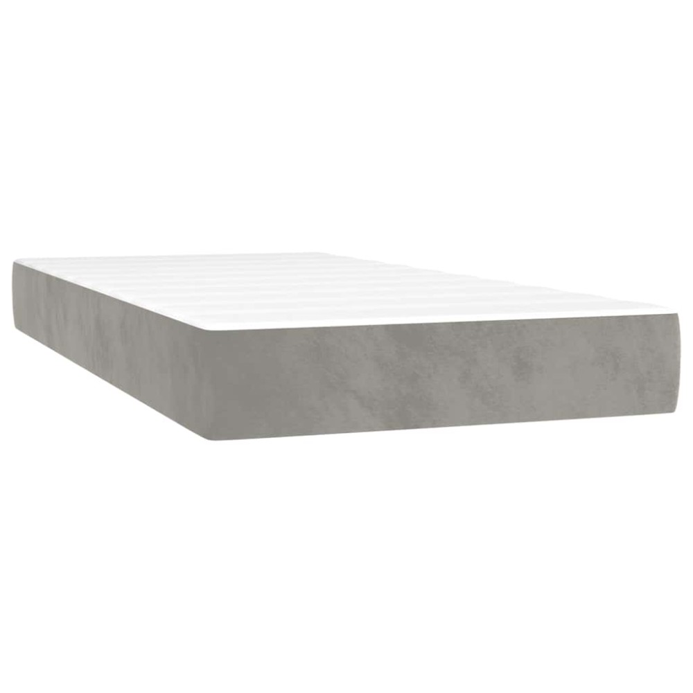 vidaXL Saltea de pat cu arcuri, gri deschis, 90x210x20 cm, catifea