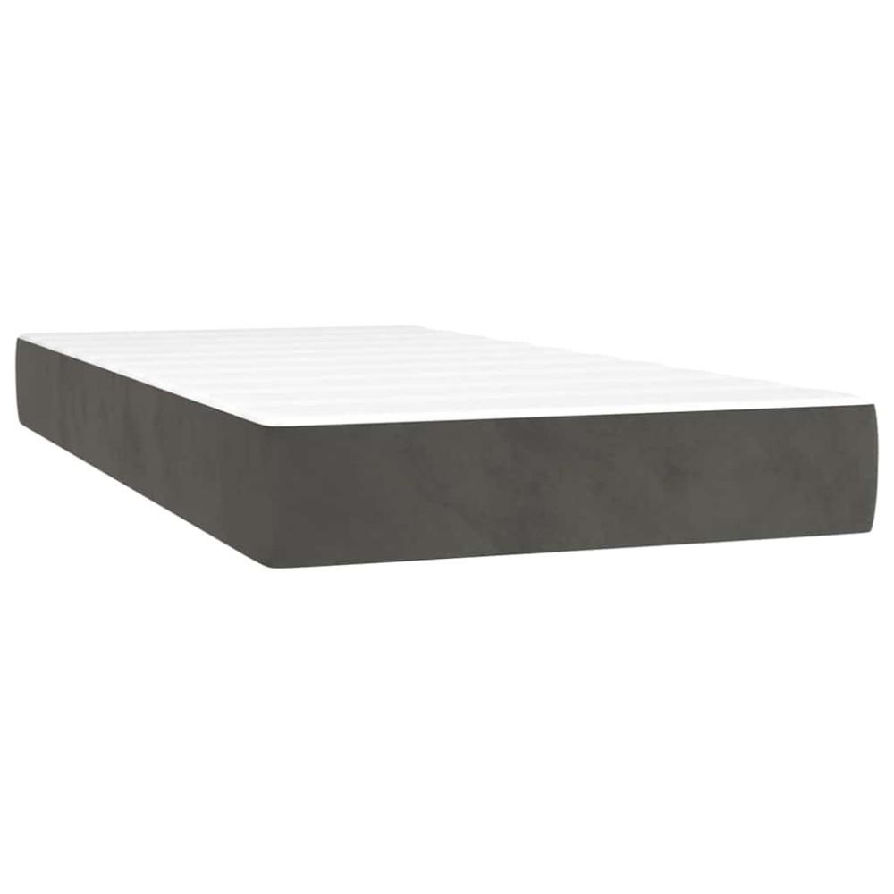 vidaXL Saltea de pat cu arcuri, gri închis, 100x210x20 cm, catifea