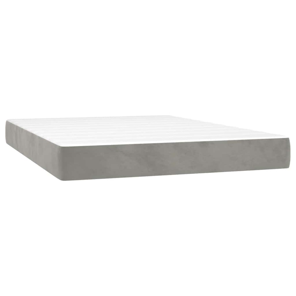 vidaXL Saltea de pat cu arcuri, gri deschis, 140x210x20 cm, catifea