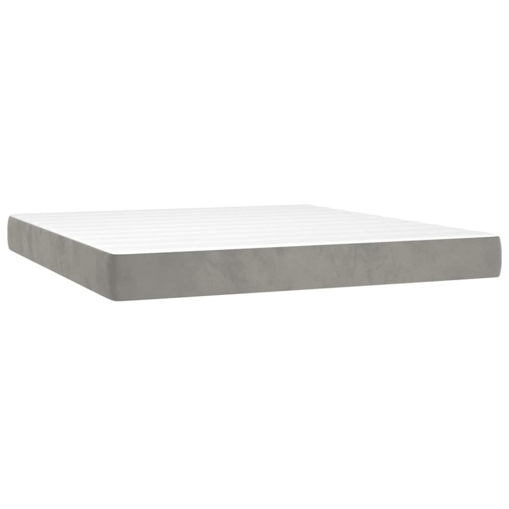 vidaXL Saltea de pat cu arcuri, gri deschis, 160x210x20 cm, catifea