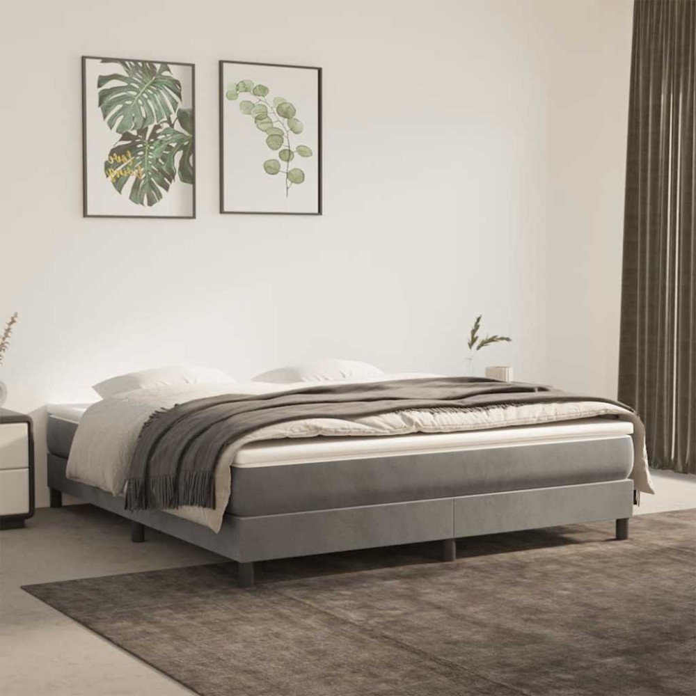vidaXL Saltea de pat cu arcuri, gri deschis, 160x210x20 cm, catifea