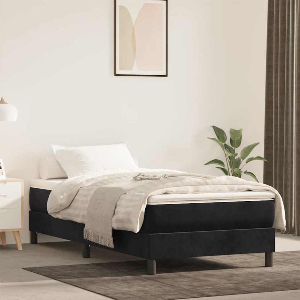 vidaXL Saltea de pat cu arcuri, negru, 80x220x20 cm, catifea