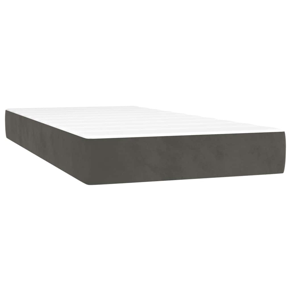 vidaXL Saltea de pat cu arcuri, gri închis, 90x220x20 cm, catifea