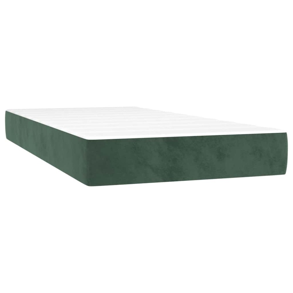 vidaXL Saltea de pat cu arcuri, verde închis, 100x220x20 cm, catifea