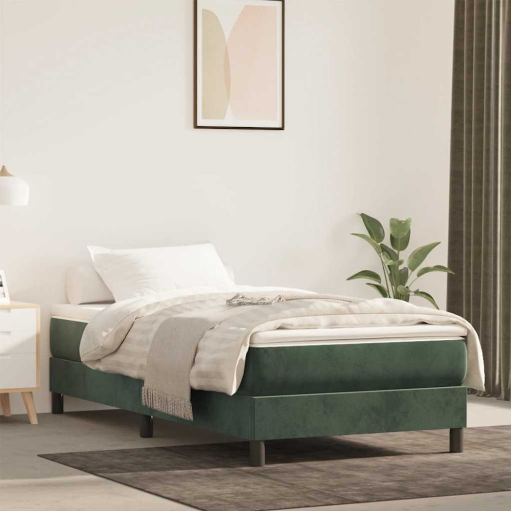vidaXL Saltea de pat cu arcuri, verde închis, 100x220x20 cm, catifea