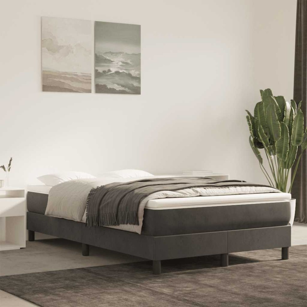 vidaXL Saltea de pat cu arcuri, gri închis, 120x220x20 cm, catifea