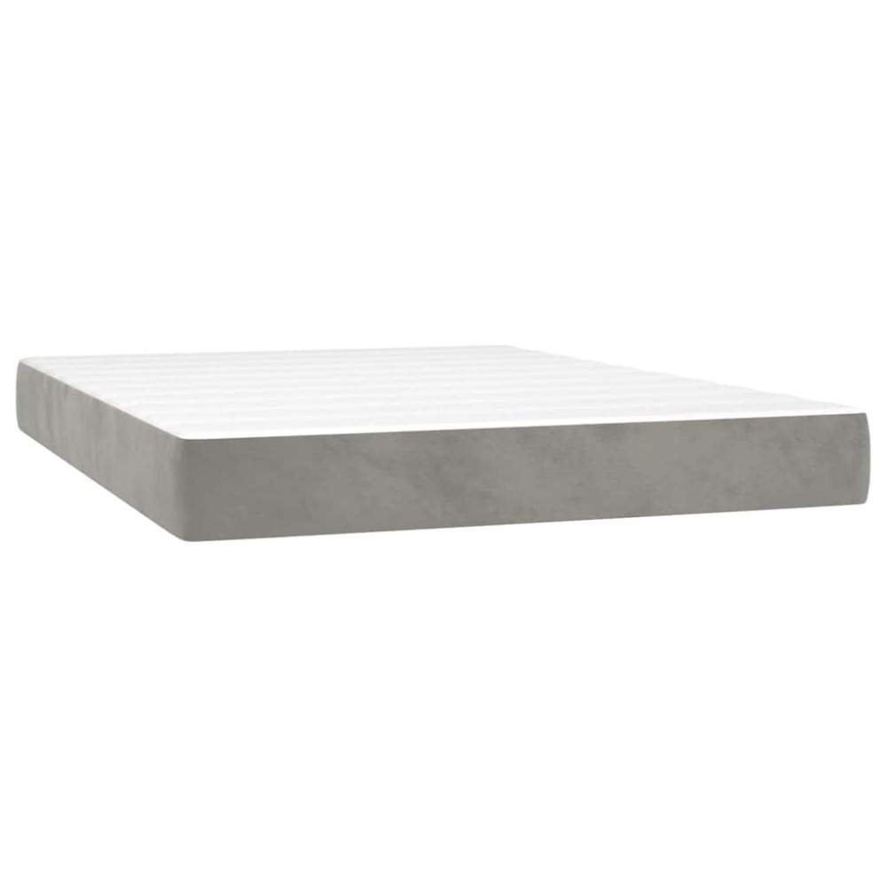 vidaXL Saltea de pat cu arcuri, gri deschis, 140x220x20 cm, catifea