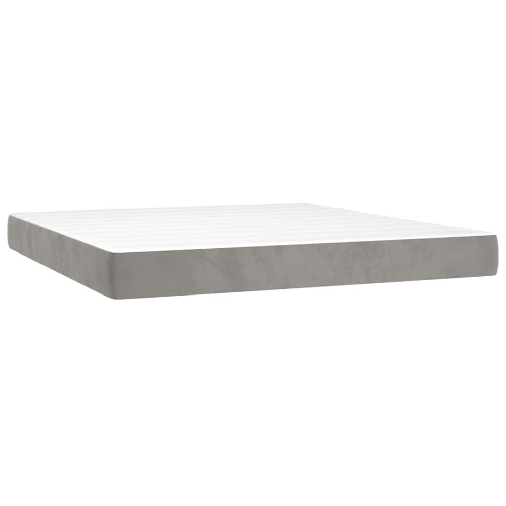 vidaXL Saltea de pat cu arcuri, gri deschis, 160x220x20 cm, catifea
