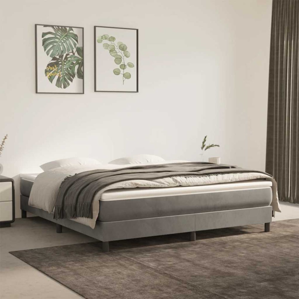 vidaXL Saltea de pat cu arcuri, gri deschis, 160x220x20 cm, catifea