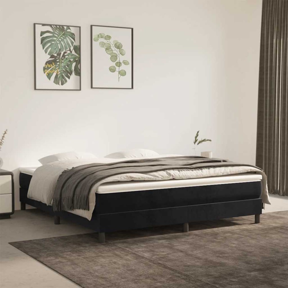 vidaXL Saltea de pat cu arcuri, negru, 160x220x20 cm, catifea
