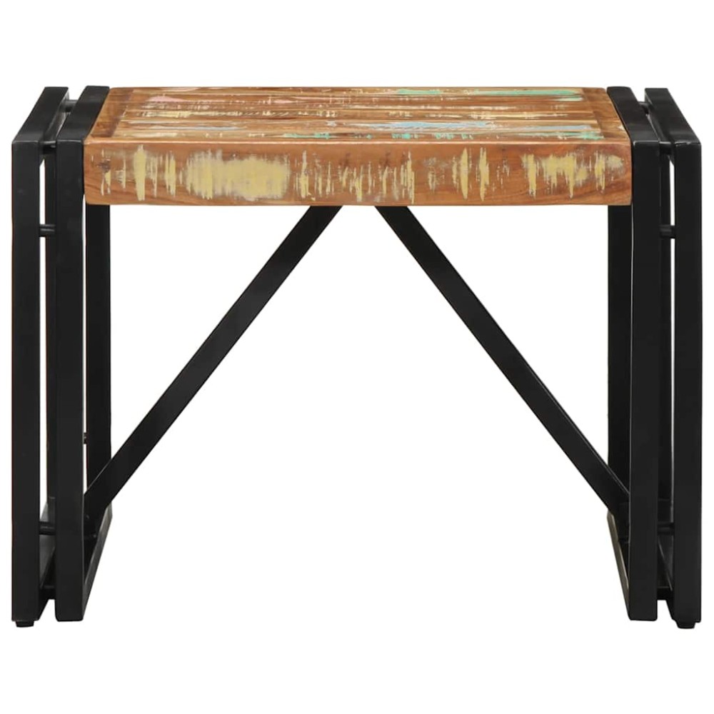 vidaXL Masuta de cafea multicolora 50x50x35 cm lemn masiv recuperat