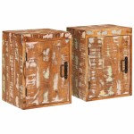 vidaXL Noptieră 2 pcs Maro 35 x 33 x 48 cm Lemn Solid Recuperat