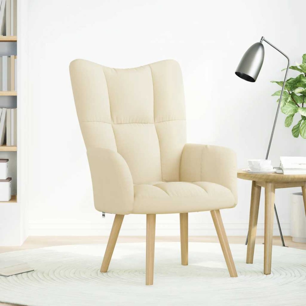 vidaXL Scaun de relaxare, crem, material textil