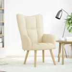 vidaXL Scaun de relaxare, crem, material textil