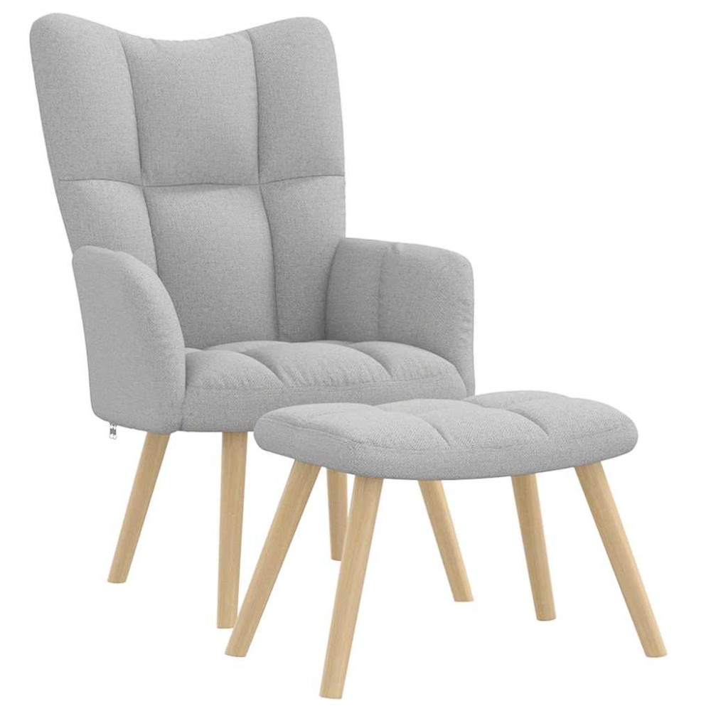 vidaXL Scaun de relaxare cu taburet din material gri nor