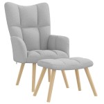 vidaXL Scaun de relaxare cu taburet din material gri nor vidaXL Scaun de relaxare cu taburet din material gri nor
