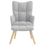 vidaXL Scaun de relaxare cu taburet din material gri nor vidaXL Scaun de relaxare cu taburet din material gri nor