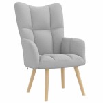 vidaXL Scaun de relaxare cu taburet din material gri nor vidaXL Scaun de relaxare cu taburet din material gri nor