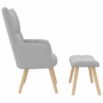 vidaXL Scaun de relaxare cu taburet din material gri nor vidaXL Scaun de relaxare cu taburet din material gri nor