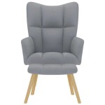 vidaXL Scaun de relaxare cu taburet, gri deschis, textil vidaXL Scaun de relaxare cu taburet, gri deschis, textil