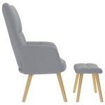 vidaXL Scaun de relaxare cu taburet, gri deschis, textil vidaXL Scaun de relaxare cu taburet, gri deschis, textil