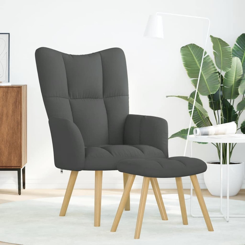vidaXL Scaun de relaxare cu taburet, gri deschis, textil