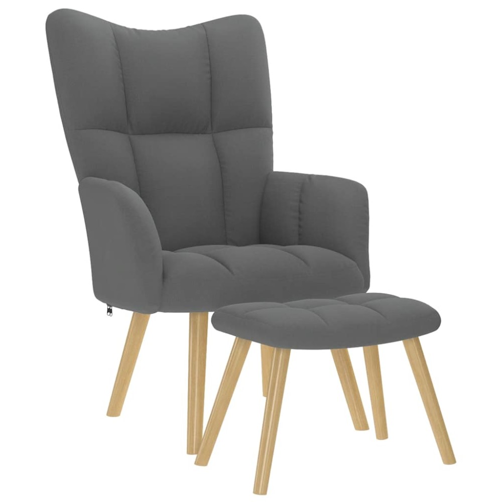 vidaXL Scaun de relaxare cu taburet, gri deschis, textil
