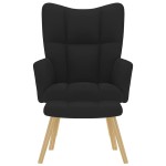 vidaXL Scaun de relaxare cu taburet, negru, textil
