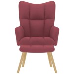 vidaXL Scaun de relaxare cu taburet, roșu vin, textil