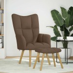 vidaXL Scaun de relaxare cu taburet, maro, textil vidaXL Scaun de relaxare cu taburet, maro, textil