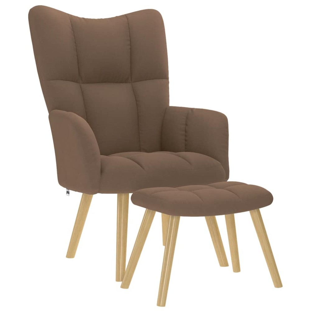 vidaXL Scaun de relaxare cu taburet, maro, textil