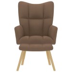 vidaXL Scaun de relaxare cu taburet, maro, textil vidaXL Scaun de relaxare cu taburet, maro, textil