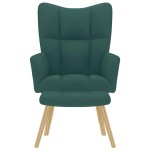 vidaXL Scaun de relaxare cu taburet, verde închis, textil
