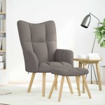 vidaXL Scaun de relaxare cu taburet, gri taupe, textil vidaXL Scaun de relaxare cu taburet, gri taupe, textil